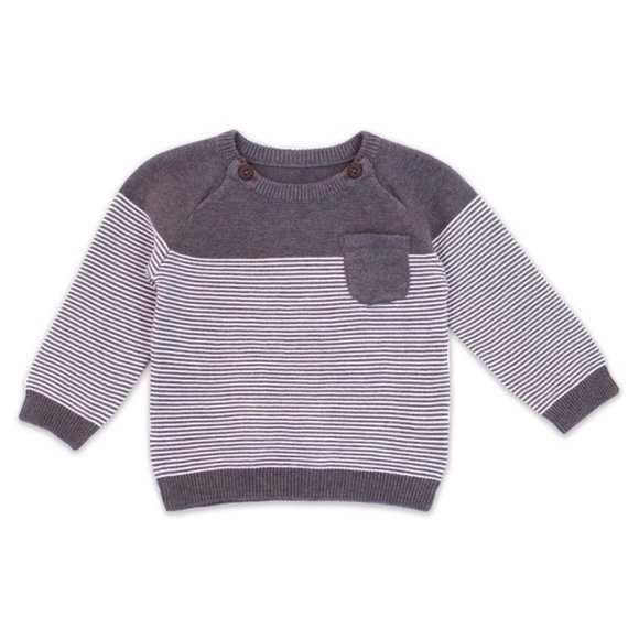 VIVERANO ORGANICS - Stripe Knit Raglan Baby Pullover Sweater - Picture 1 of 3